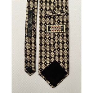 Hunting Horn Riggings Men's Silk Tie Black Gold Geometric Pattern